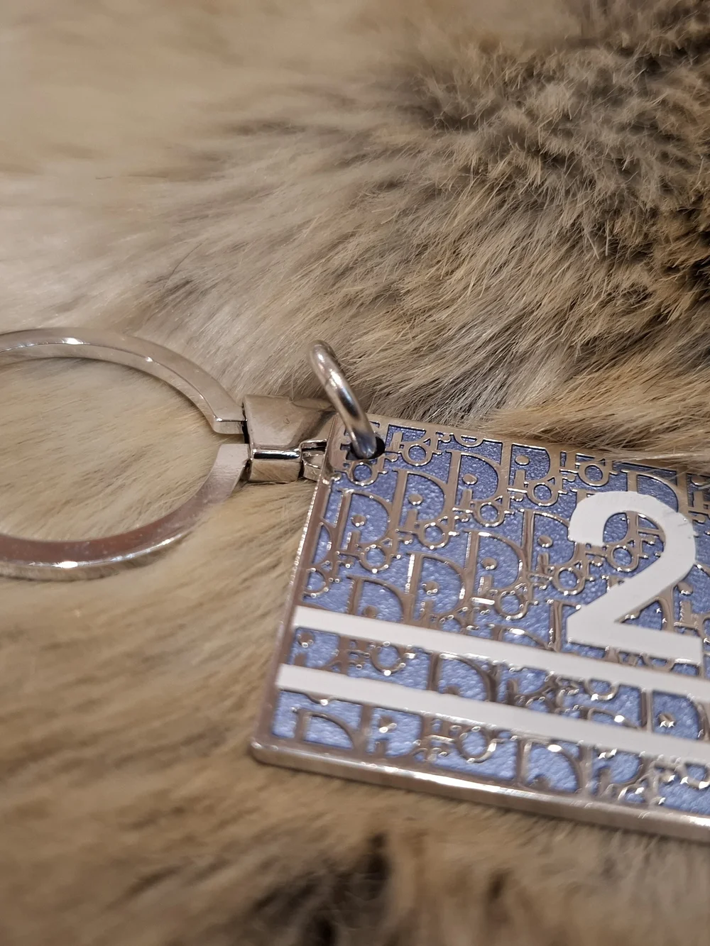 Dior Blue and Silver Number 2 Logo Keyring